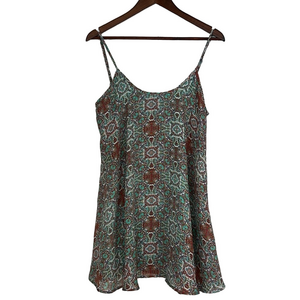 Show Me Your MuMu Cheetah Face Print Mini Dress Size Medium Colorful Teal Brown